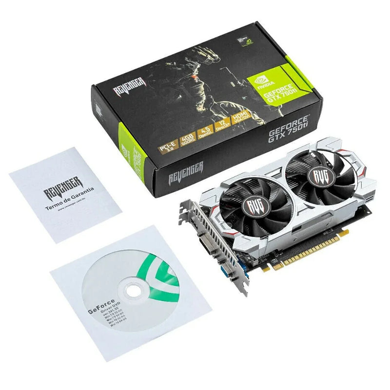 Placa de vídeo de alto desempenho Nvidia GeForce GTX 750Ti Revenger 4 GB para jogos PC Gamer HDMI DVI VGA PCI Express